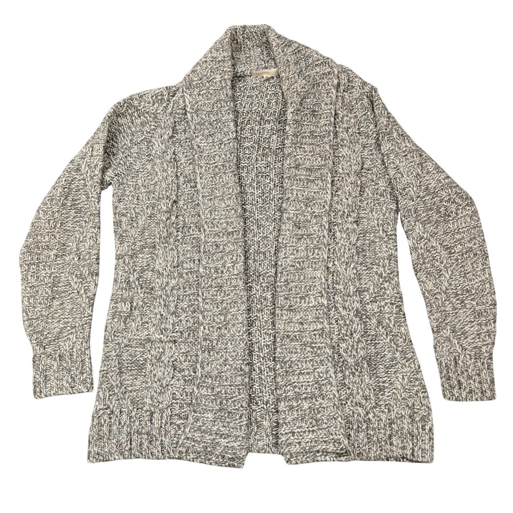 Lineamaglia Cardigan Womens Large Gray Alpaca Cable Knit Shawl Collar Open Front